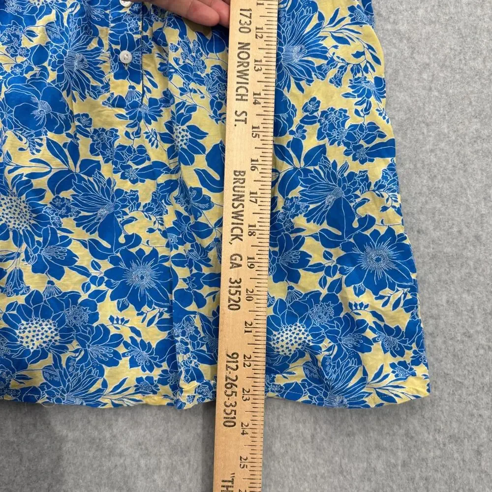J. Crew Ruffle Trim Floral Sleeveless Top Sz S Blue Yellow Cottagecore Coquette